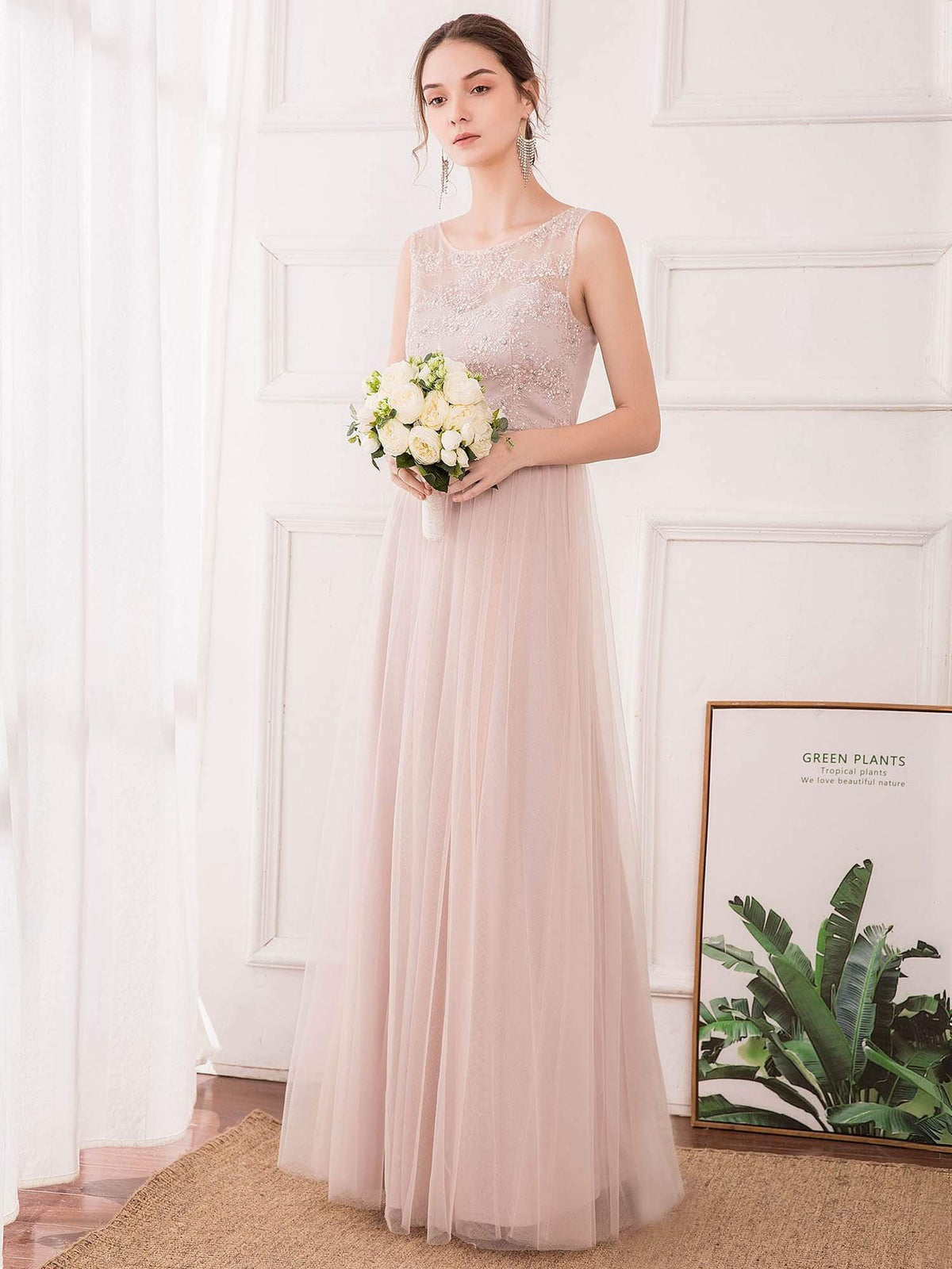 Romana O-Neck Tulle Bridesmaid Dress