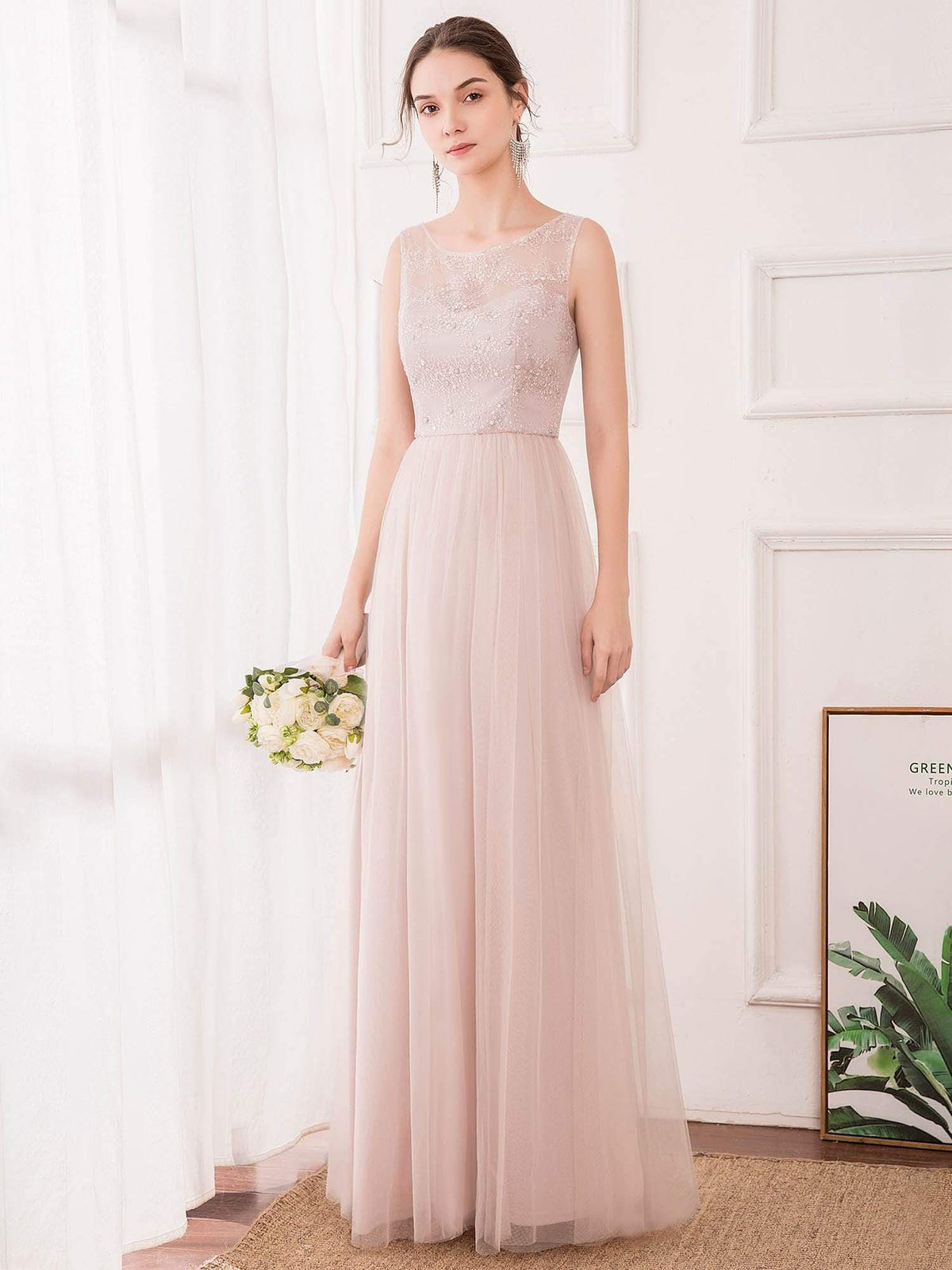 Romana O-Neck Tulle Bridesmaid Dress