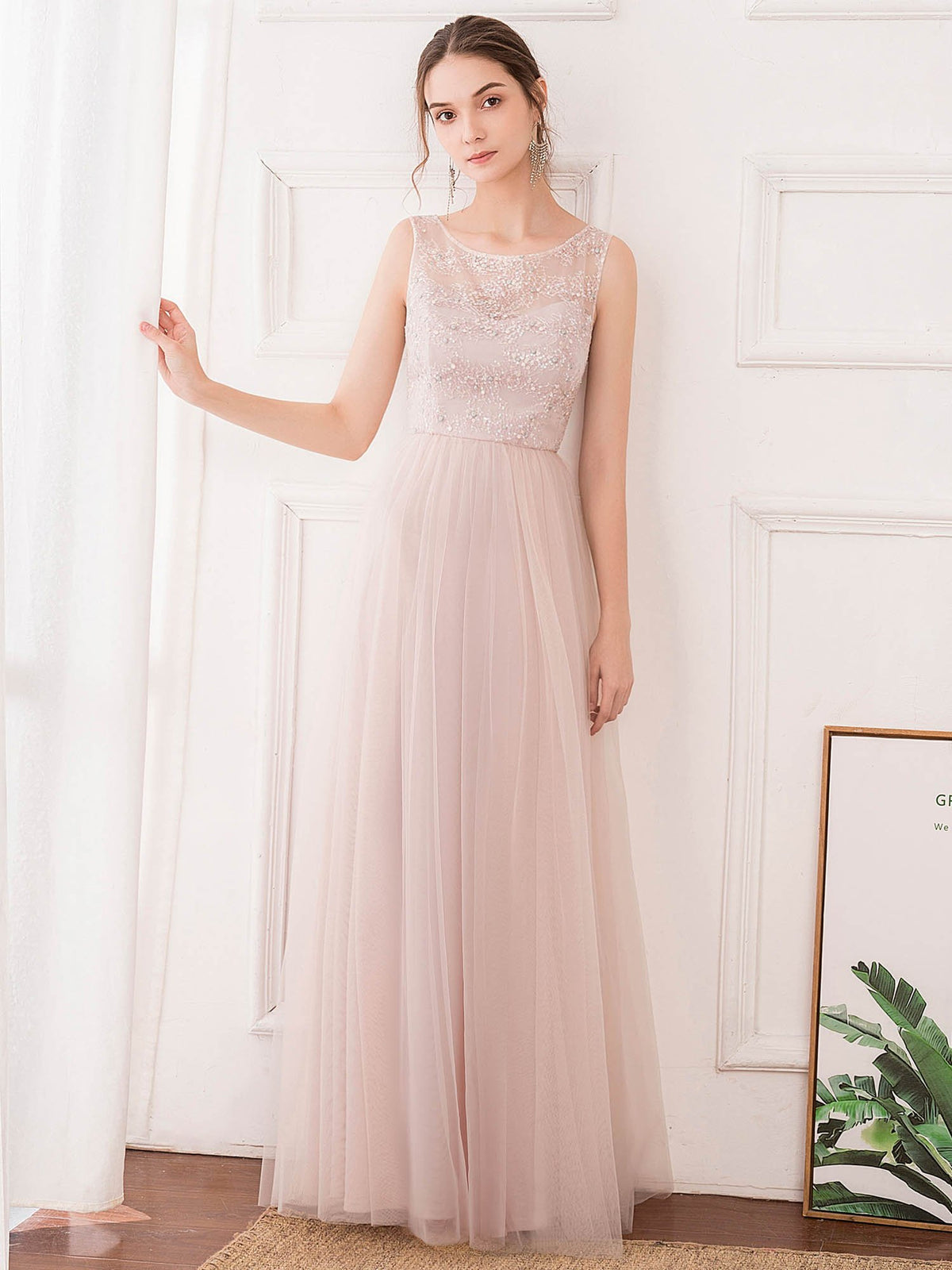 Romana O-Neck Tulle Bridesmaid Dress