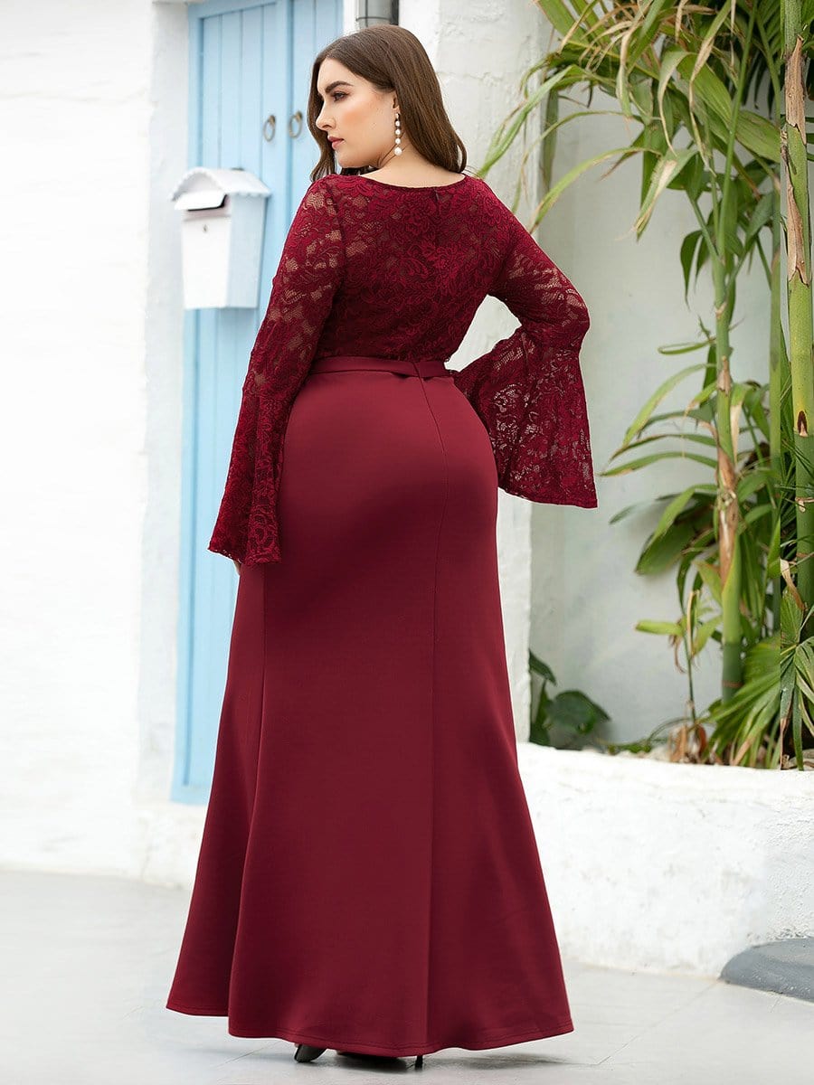 Flared Sleeve Solid Color Mopping Evening Dress | Evening gowns elegant, Long  sleeve gown, Dresses formal elegant
