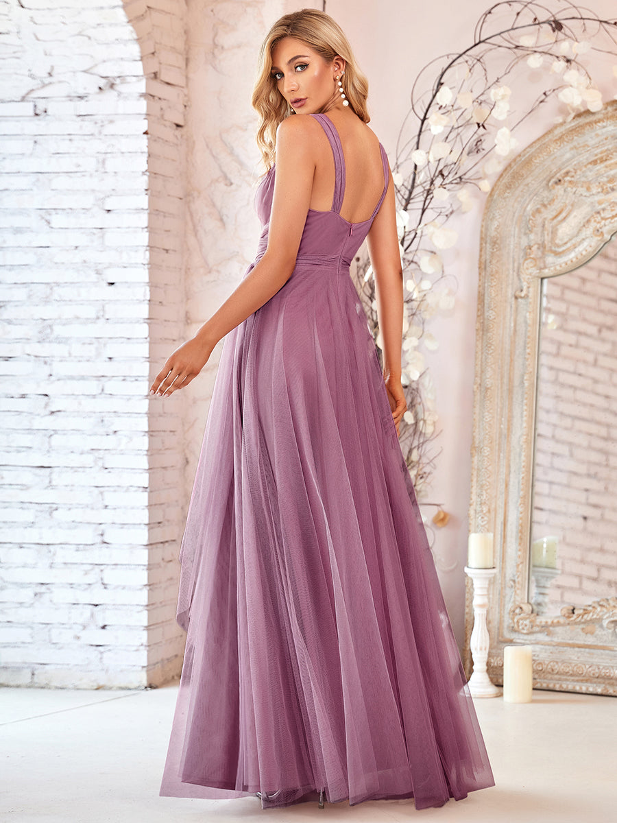 Orchid Tulle Bridesmaid Dresses With Belt