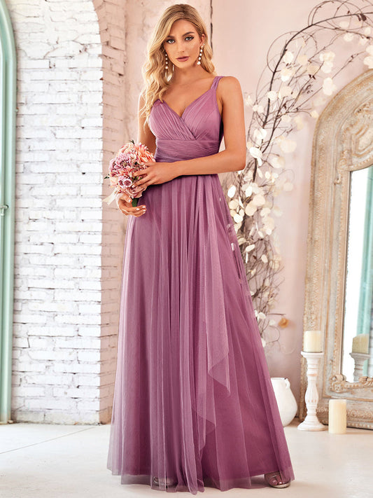 Orchid Tulle Bridesmaid Dresses With Belt