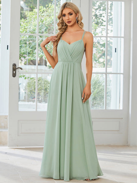 Bridesmaid Dress V Back Mint Green