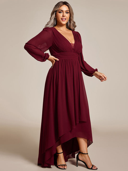 Plus Maxi Long Chiffon Bridesmaids Dress Burgundy