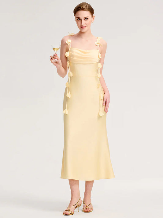 Strapless Midi Dress with Floral Tie-Front | Wedding Guest Dress