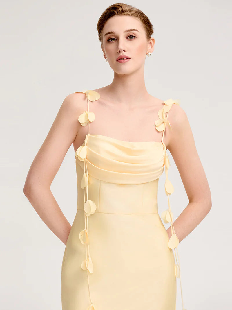 Strapless Midi Dress with Floral Tie-Front | Wedding Guest Dress