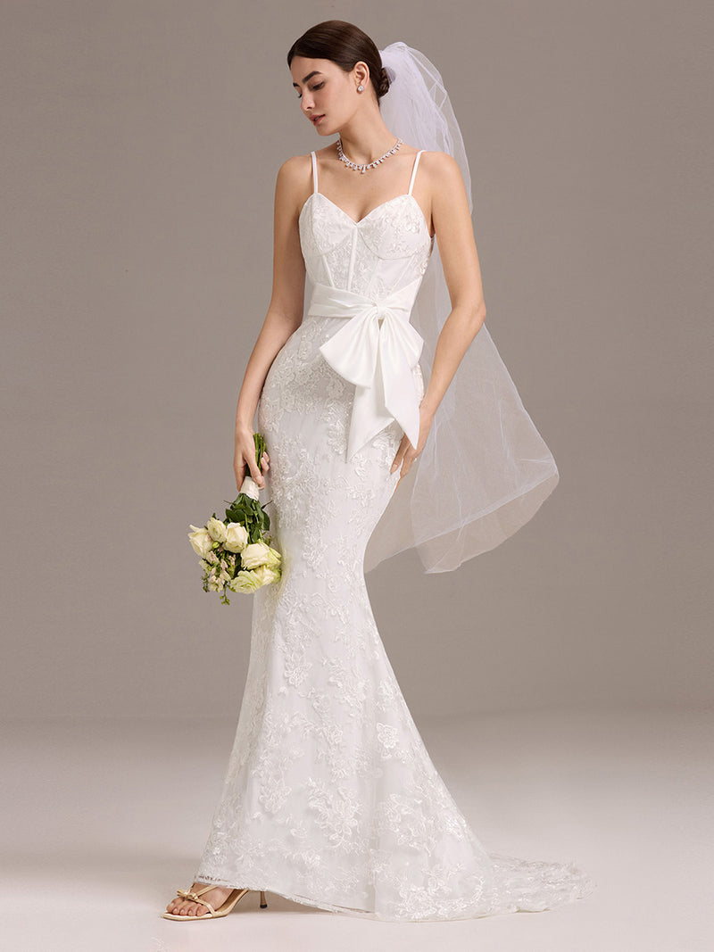 V-Neck Sleeveless Bodycon Fishtail Floor-Length Wedding Dress
