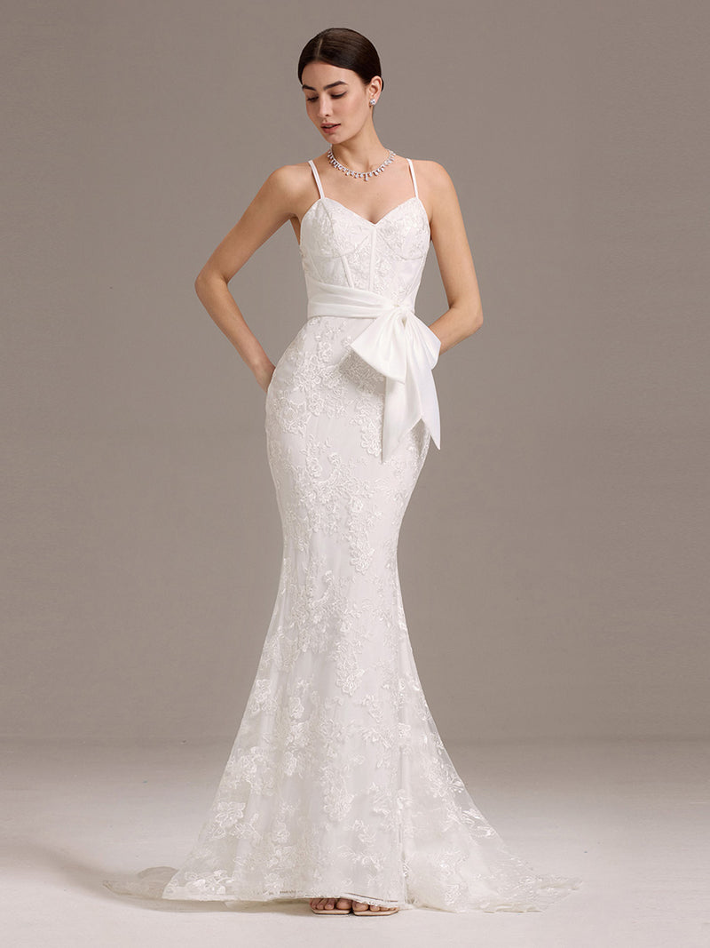 V-Neck Sleeveless Bodycon Fishtail Floor-Length Wedding Dress