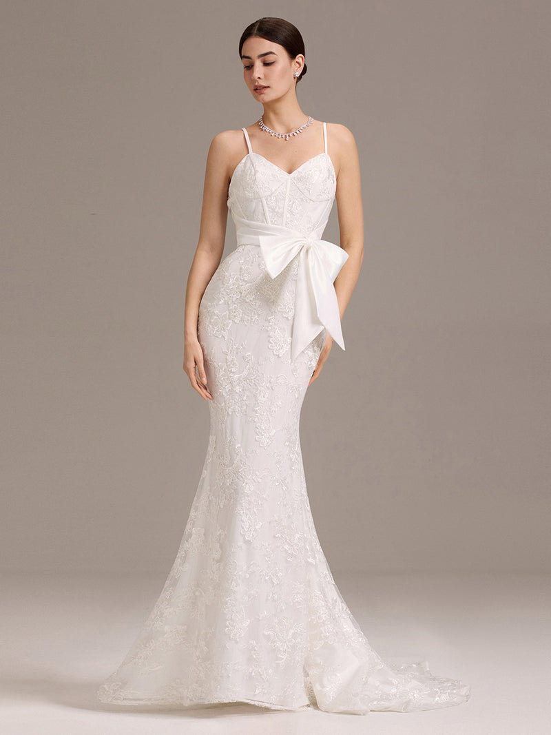 V-Neck Sleeveless Bodycon Fishtail Floor-Length Wedding Dress