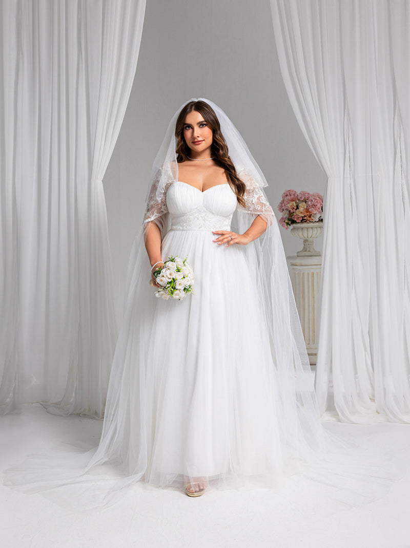 Sweetheart Long Sleeves A-Line Floor-Length Bridal Dress