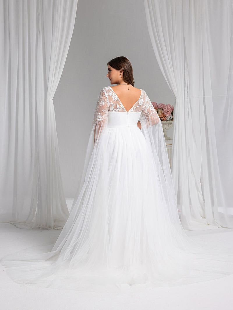 Sweetheart Long Sleeves A-Line Floor-Length Bridal Dress