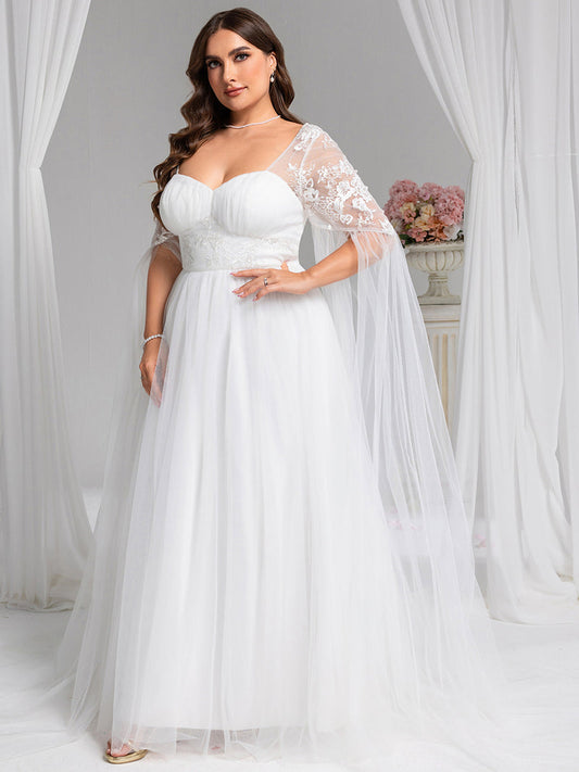 Sweetheart Long Sleeves A-Line Floor-Length Bridal Dress