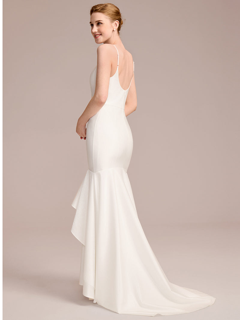 V-Neck Mermaid Floor-Length Bridal Dress