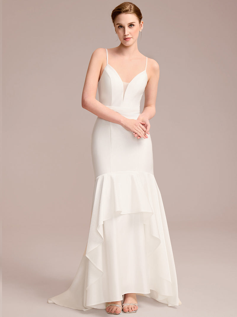 V-Neck Mermaid Floor-Length Bridal Dress