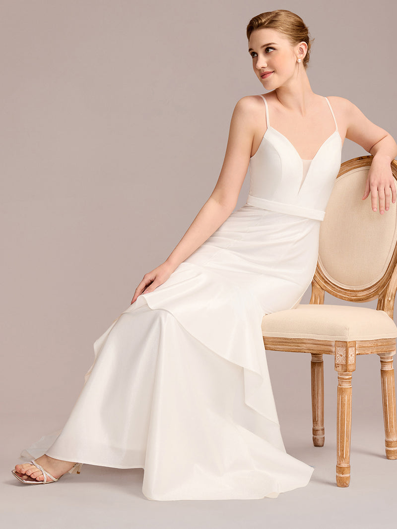 V-Neck Mermaid Floor-Length Bridal Dress