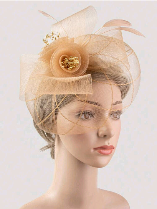 Feather Fascinator Gold
