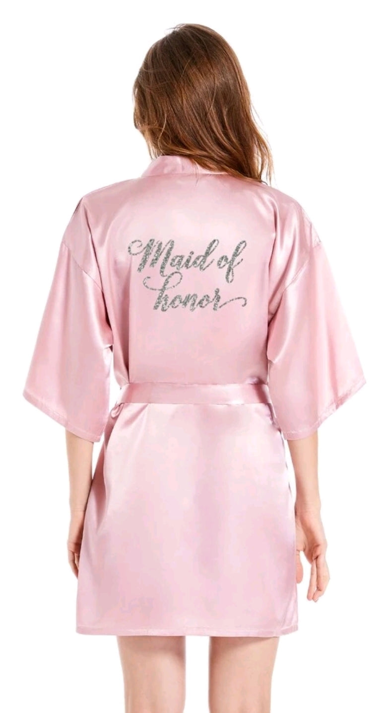 Maid of Honor Letter Printed Belted Sleepwear Robe