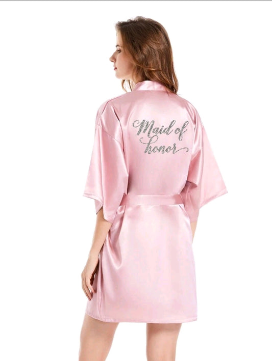 Maid of Honor Letter Printed Belted Sleepwear Robe