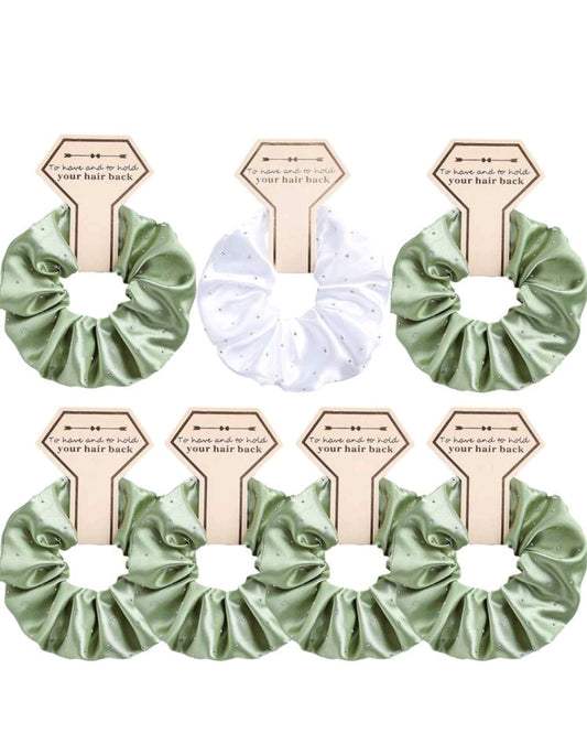 7pcs Bride's Scrunchie Gift Set Sage Green