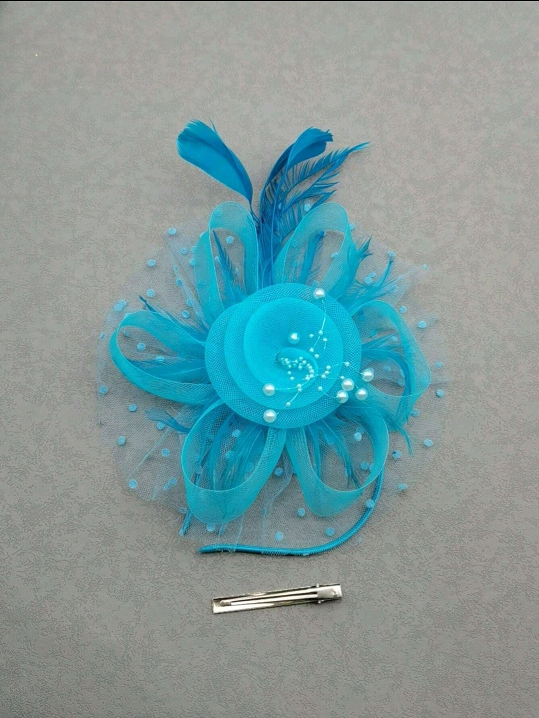 Feather Fascinator Tea Party Hat Sky Blue