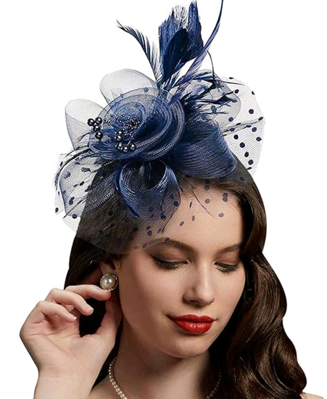 Wedding Fascinator Flower Decor Navy