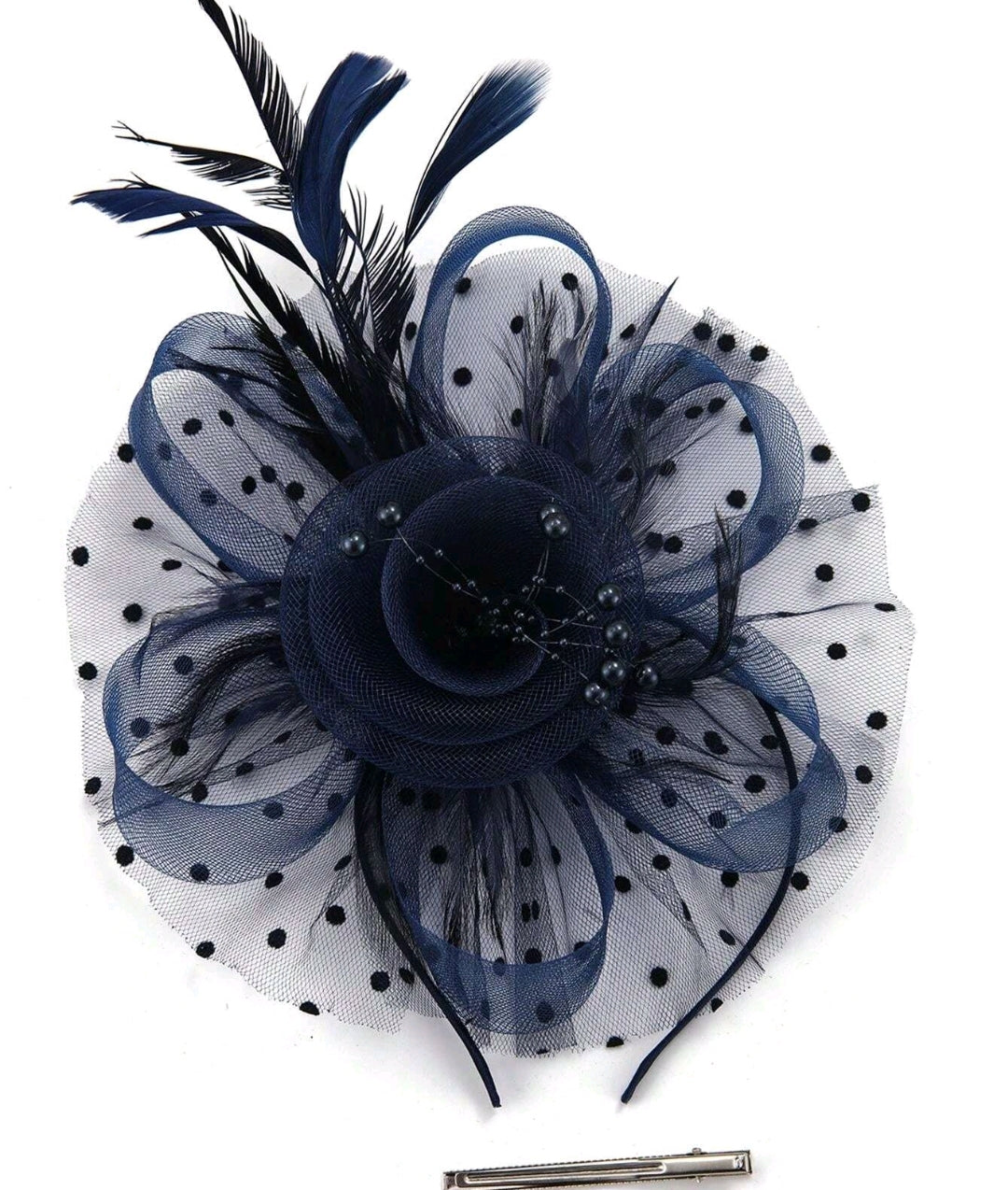 Wedding Fascinator Flower Decor Navy