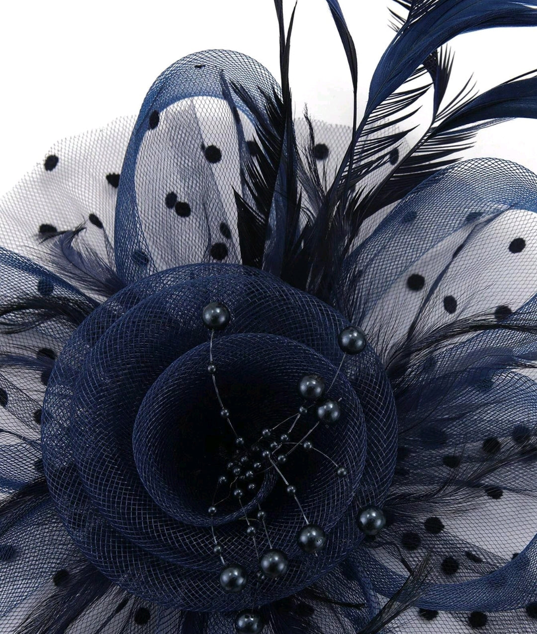 Wedding Fascinator Flower Decor Navy