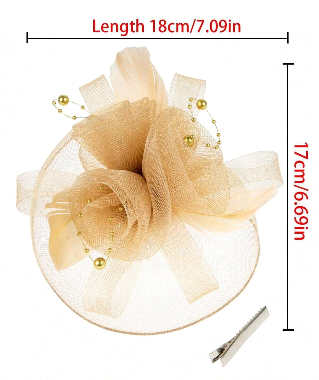 Small Feather Fascinator Gold