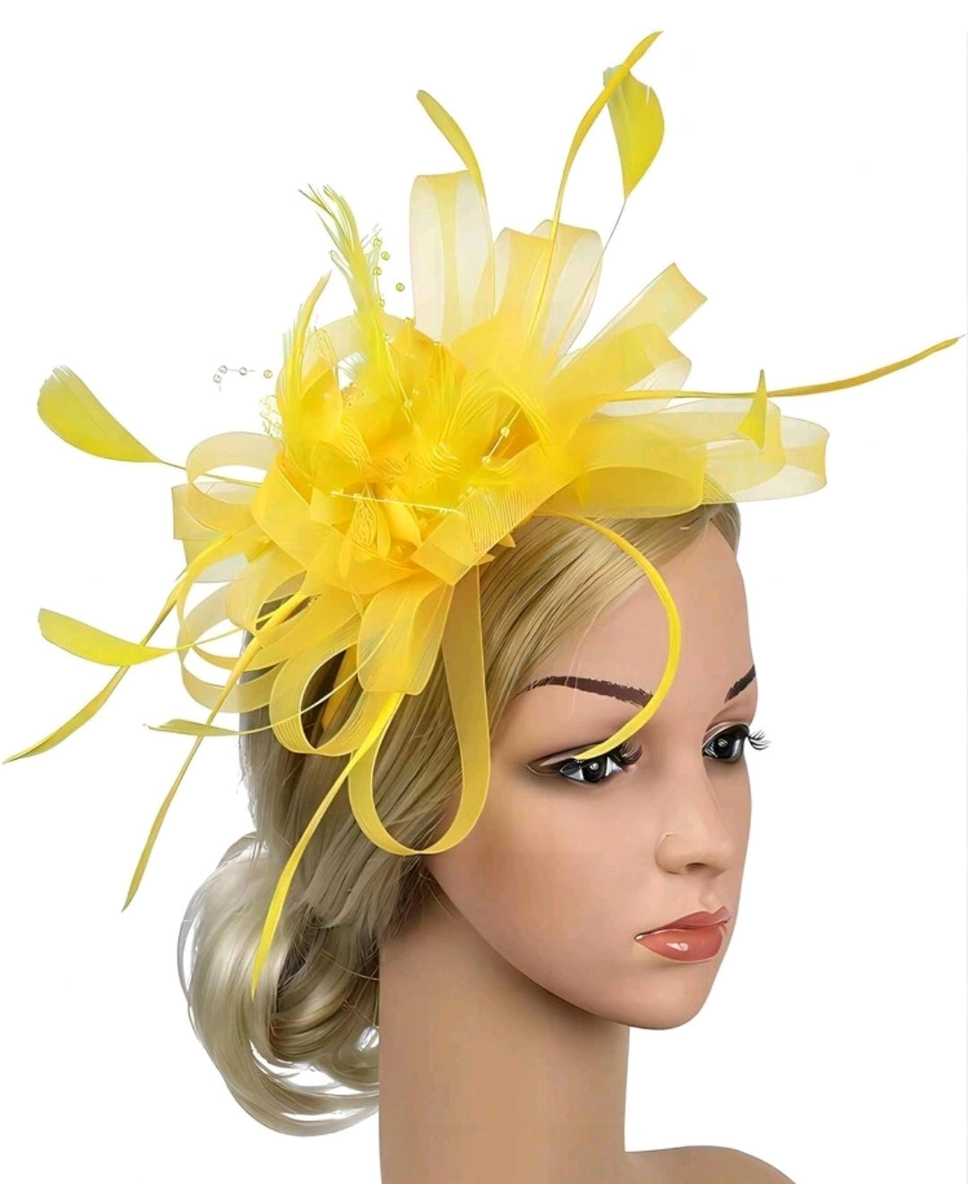 Flower Mesh Feathers Headband
