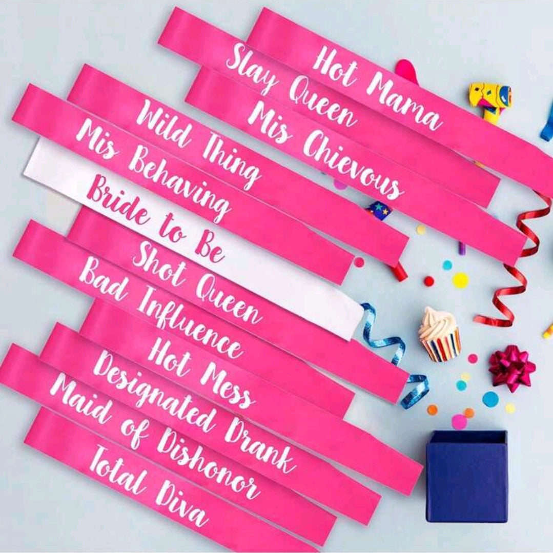 1Pcs Bachelorette Sash Hot Pink