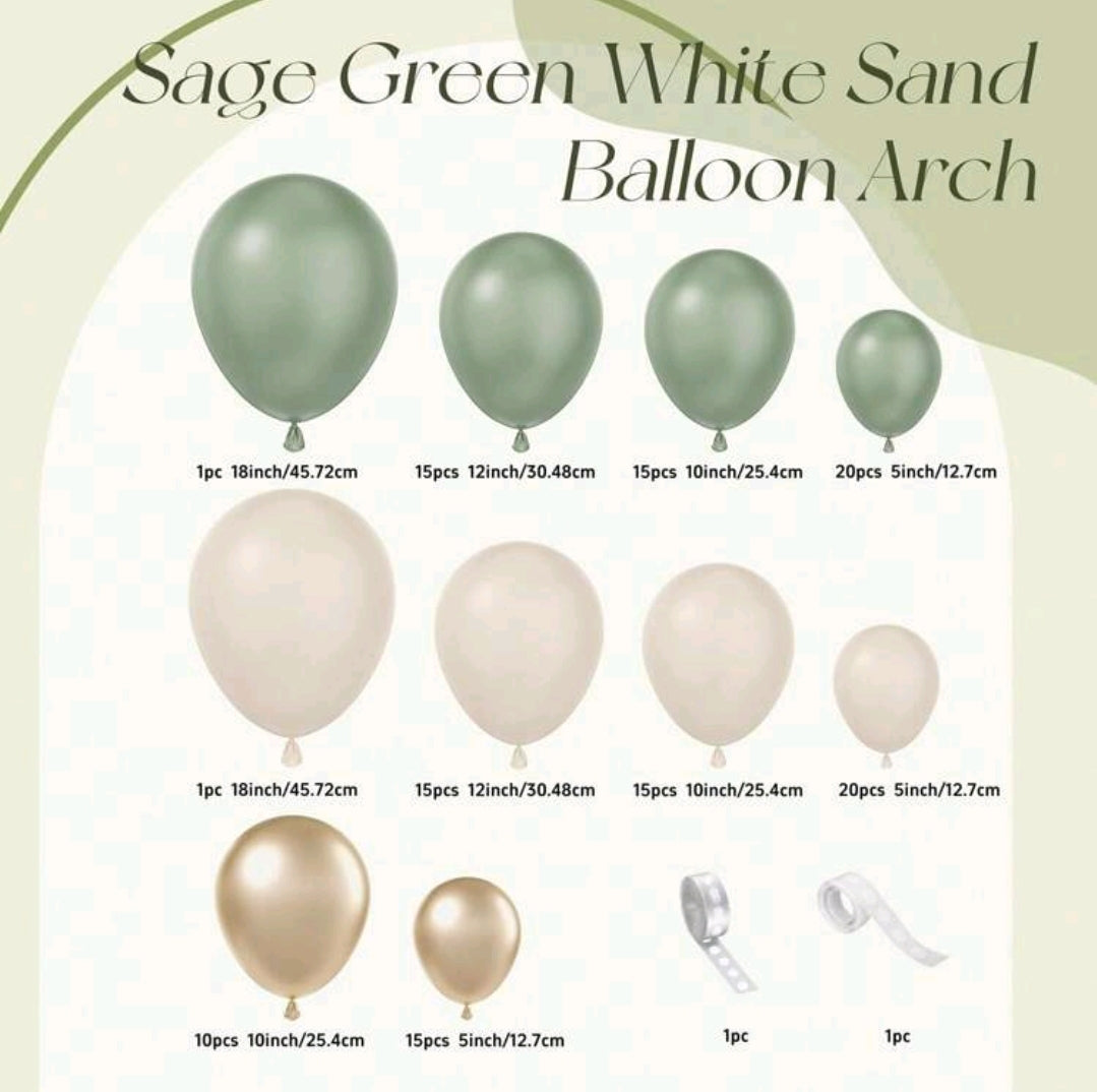 130Pcs Sage Green Gold Balloon Garland Arch Kit