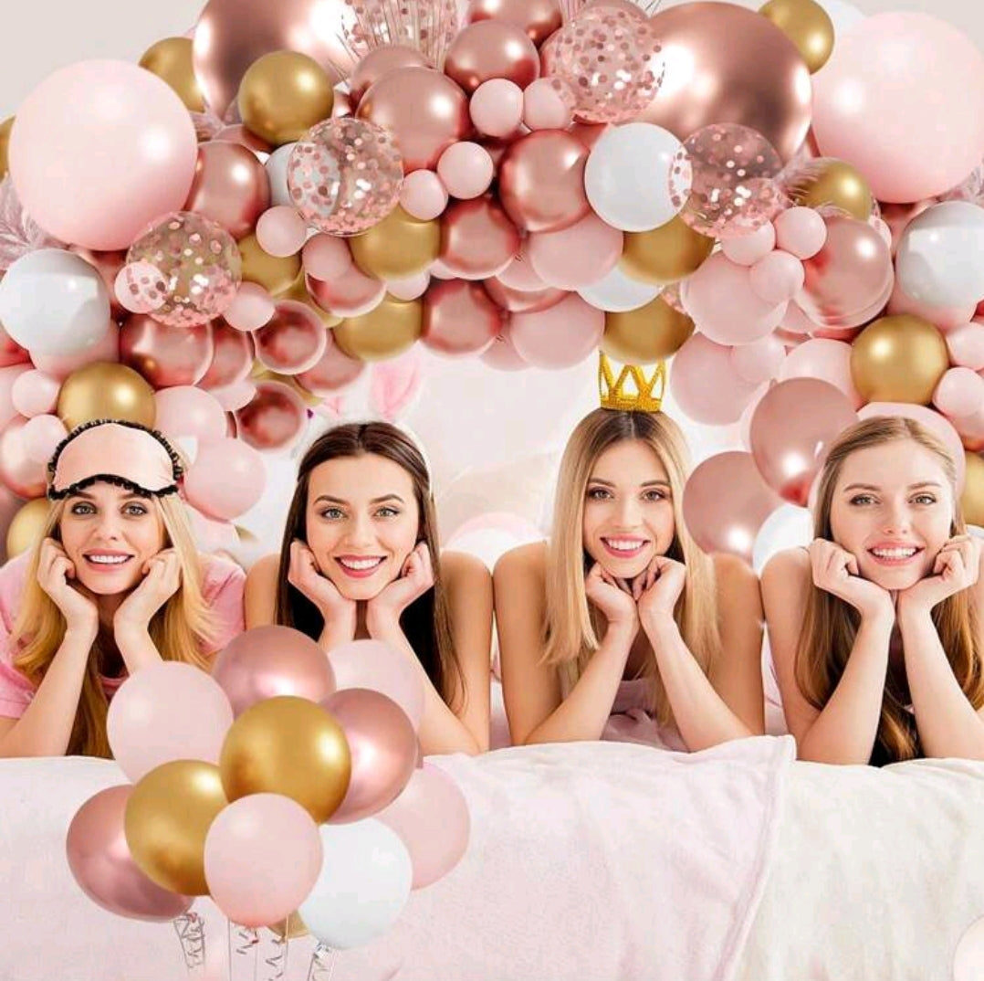129Pcs Rose Gold Balloon Garland Arch Kit