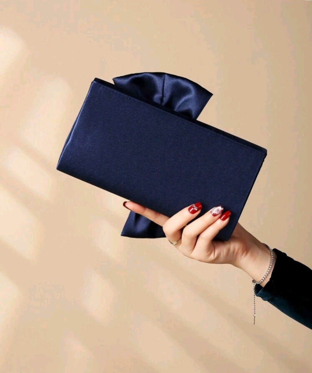 Satin Bow Fancy Clutch Bag