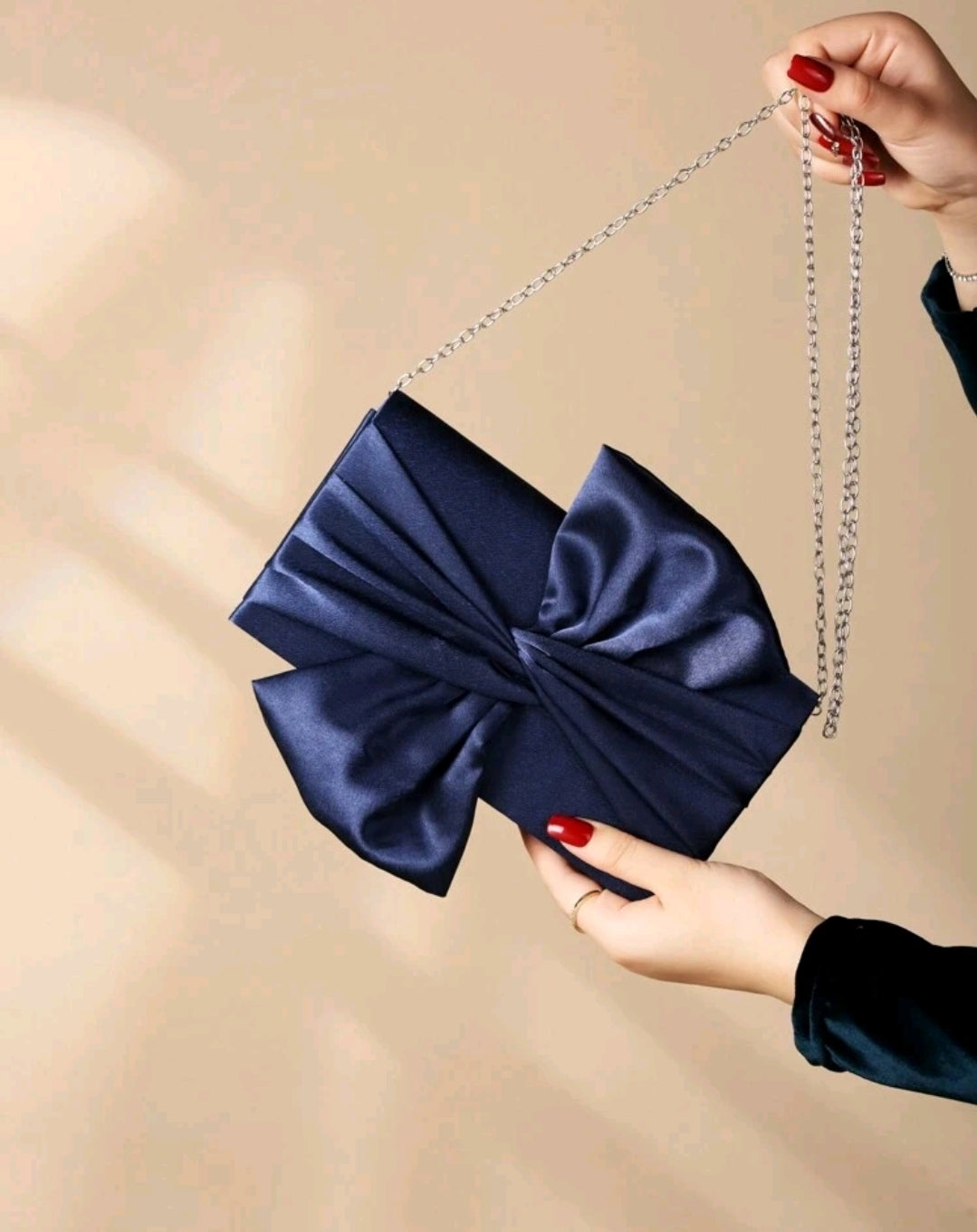 Satin Bow Fancy Clutch Bag