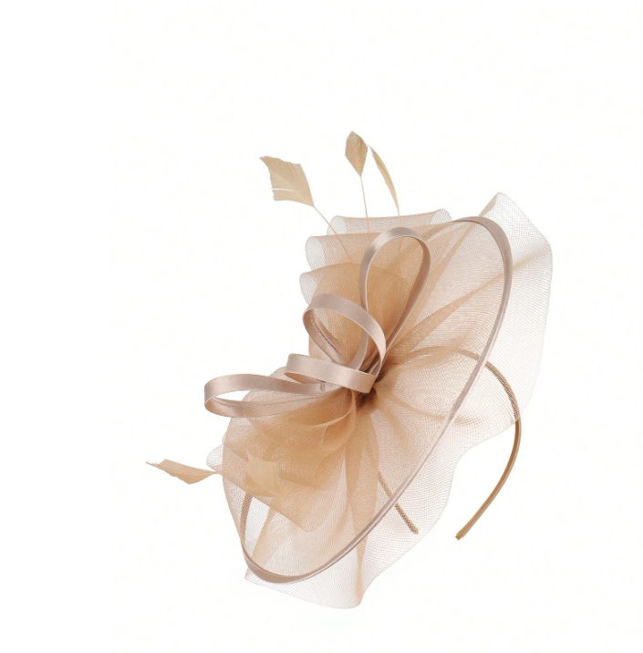 Cocktail Flower Mesh Headwear Gold