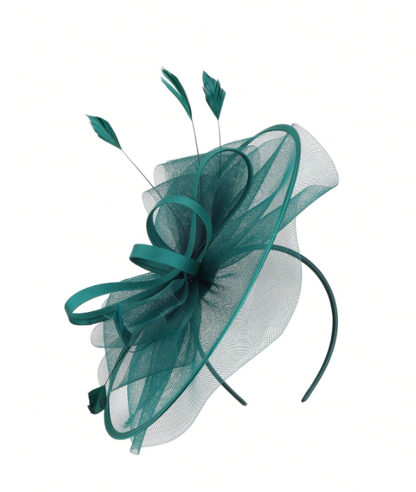 Cocktail Flower Mesh Headwear Teal