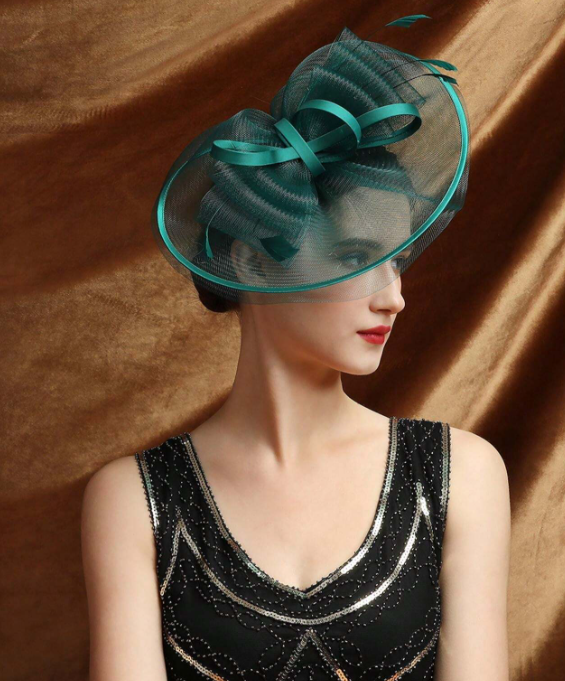 Cocktail Flower Mesh Headwear Teal