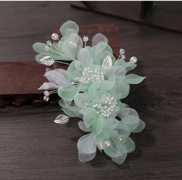 Mint Green Organza Hair Clip