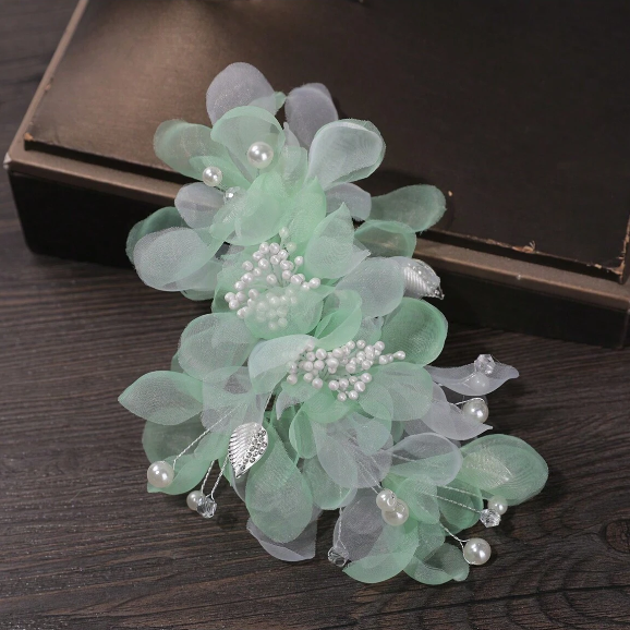 Mint Green Organza Hair Clip