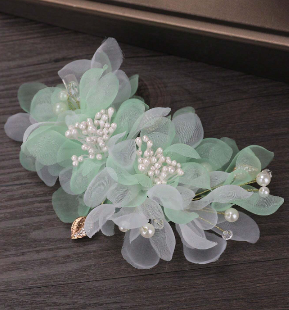 Mint Green Organza Hair Clip