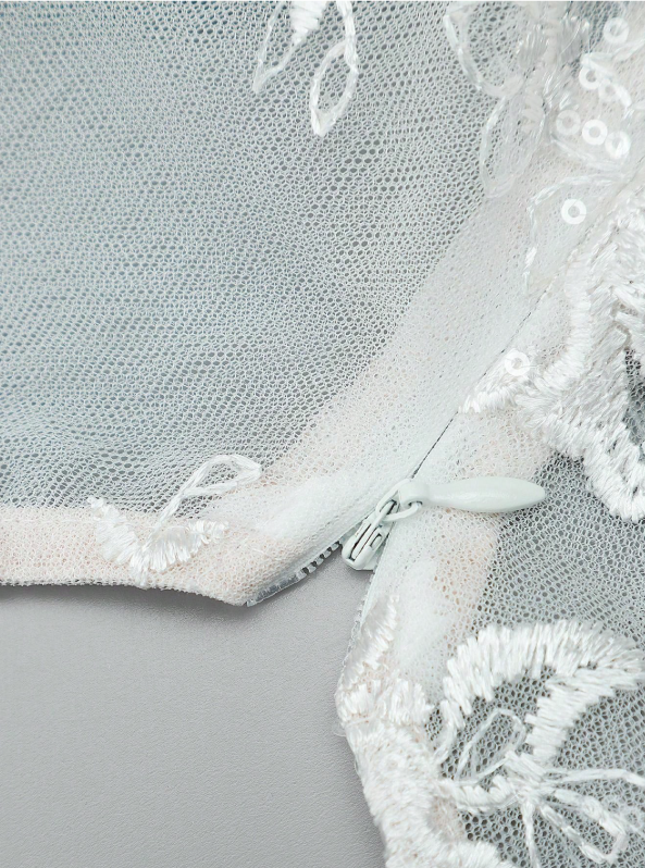 Applique Sheer Long Sleeve Wedding Dress