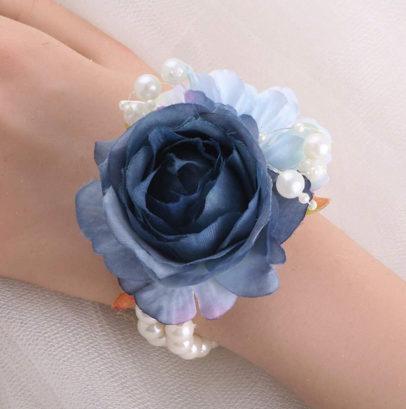 Artificial Blue Rose Wrist Flower
