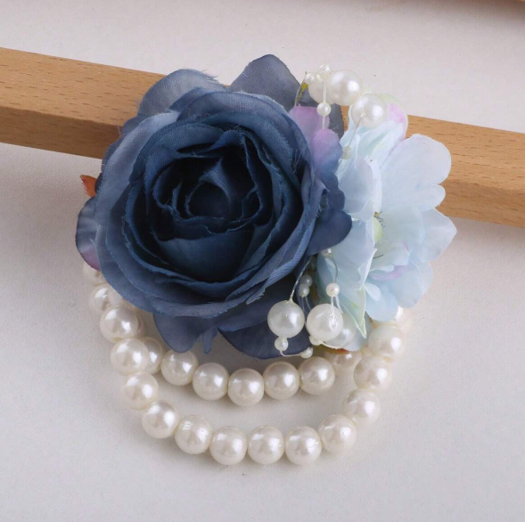 Artificial Blue Rose Wrist Flower
