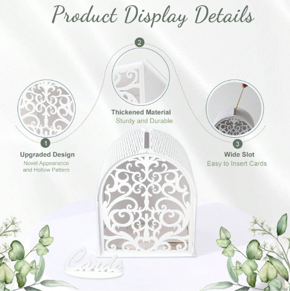 Wooden Arch Wedding Card Box With Slot