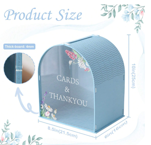 Wooden Arch Wedding Card Box With Slot