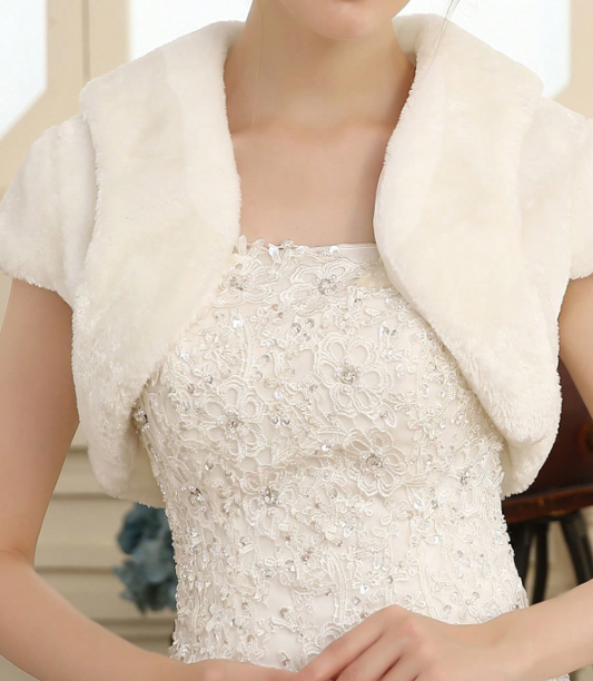 Fuzzy Bridal Bolero Jacket