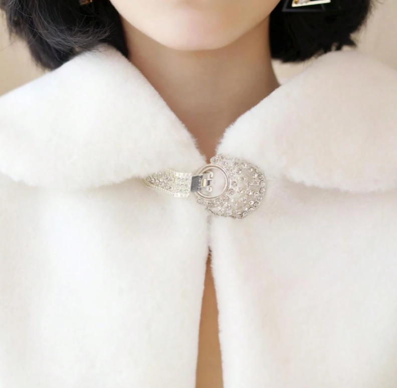 Minimalist Imitation Mink Fur Bridal Cape