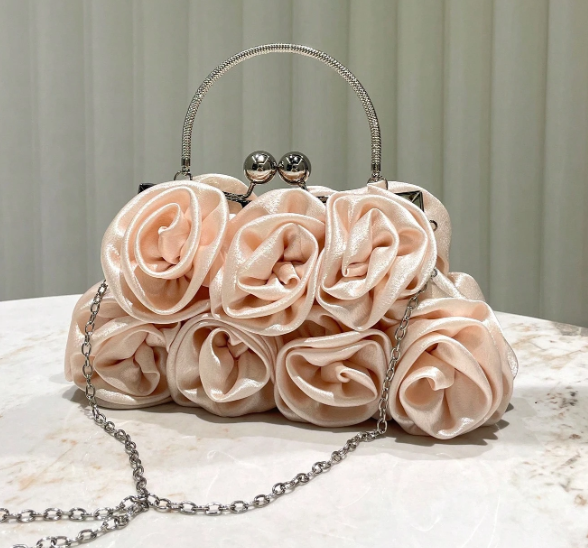 Vintage Fabric Rose Shaped Handbag
