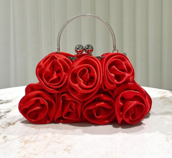 Vintage Fabric Rose Shaped Handbag