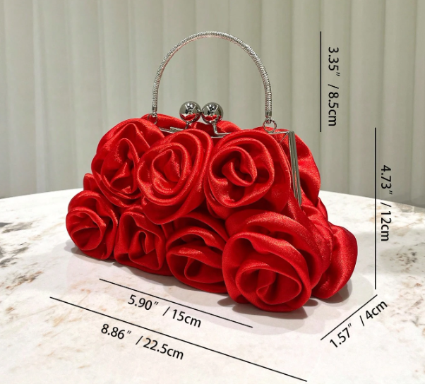 Vintage Fabric Rose Shaped Handbag